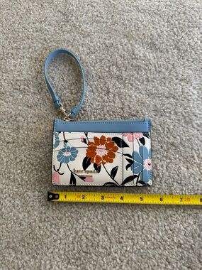 kate spade blue, cream & rust floral wristlet card case